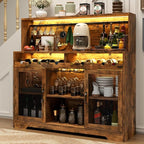 Loomie Wine Bar Cabinet with LED Light, Liquor Cabinet with Glass Holder by LOOMIEDirect