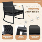 Greesum 3 Pieces Outdoor Furniture Set Patio Bistro Rocking Chairs - Image 6