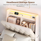 Twin LED Velvet Bed Frame with 2 Storage Drawers&Hidden Headboard, Upholstered - Image 4