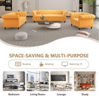 QHITTY 3 Piece Living Room Set, Sectional Chesterfield Sofa Chair Contemporary - Image 6