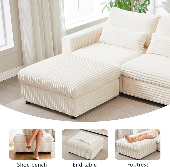 35.3" Corduroy Ottoman with Storage Oversized Ottoman - Image 6