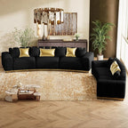 145" Oversized Velvet Chesterfield Sofa Sectional Couch - Image 9