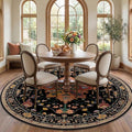 RELEANY Area Rugs Round 7ft Washable Non-Slip, Floral Vintage Distress Print by RELEANY