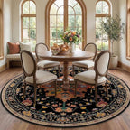 RELEANY Area Rugs Round 7ft Washable Non-Slip, Floral Vintage Distress Print by RELEANY
