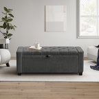 GRAINELL Storage Ottoman Bench, Upholstered Tufted Bedroom Bench by Unknown