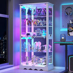 Dystler Display Cabinet with Glass Doors, LED Display Case with Removable Shelf by CraftYourIdealHomeLife