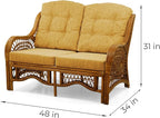 Malibu Lounge Loveseat Sofa Natural Rattan Wicker Handmade Design - Image 2