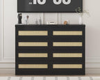 47 Inch Rattan 8 Drawer Dresser, Modern Farmhouse Chest of Drawers, Tv Stand - Image 4