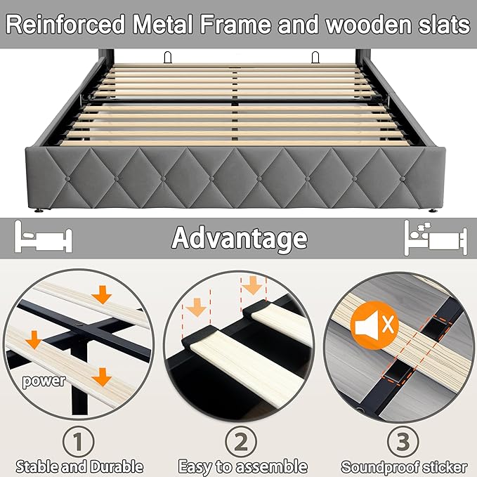 Modern Multi-Color LED Light Full Bed Frame - Image 6