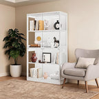 IDEALHOUSE Glass Display Cabinet 4-Tier, Curio Cabinets - Image 7