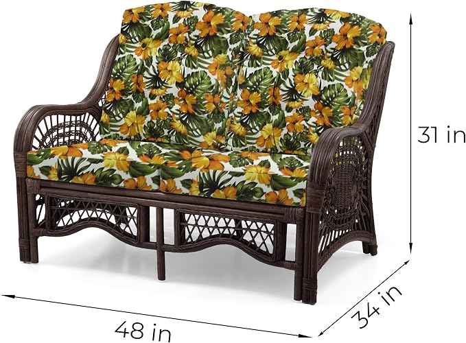 Malibu Lounge Loveseat Sofa Natural Rattan Wicker Handmade Design - Image 2