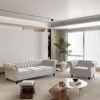 2 Piece Living Room Set, Velvet Chesterfield Sofa Couch Chair by ORRD