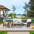 ovios 4-Piece Patio Furniture Set, Outdoor Wicker Sofa - Image 9