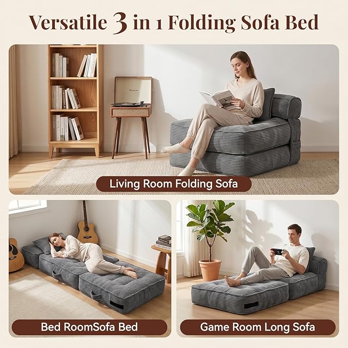 Folding Sofa Bed, Convertible Sleeper Chair - Image 3