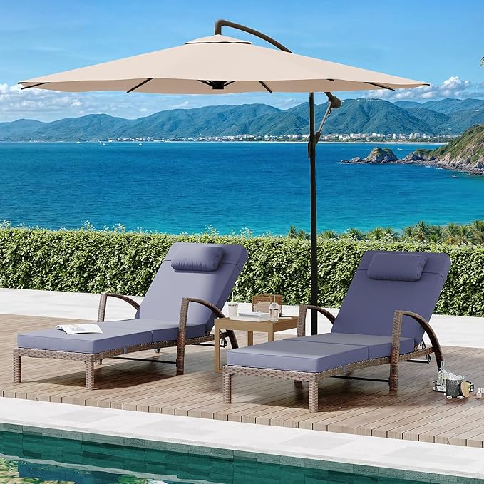 GarveeLife 2-Piece Rattan Patio Folding Chaise Lounge, 5-Position Adjustable - Image 3