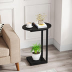 Hosfais Small Side Table End Table, C-Shaped Wood Coffee Table TV Tray - Image 2
