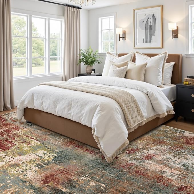 RELEANY Washable Area Rugs Square 9ft Non-Slip Modern Abstract Soft - Image 7