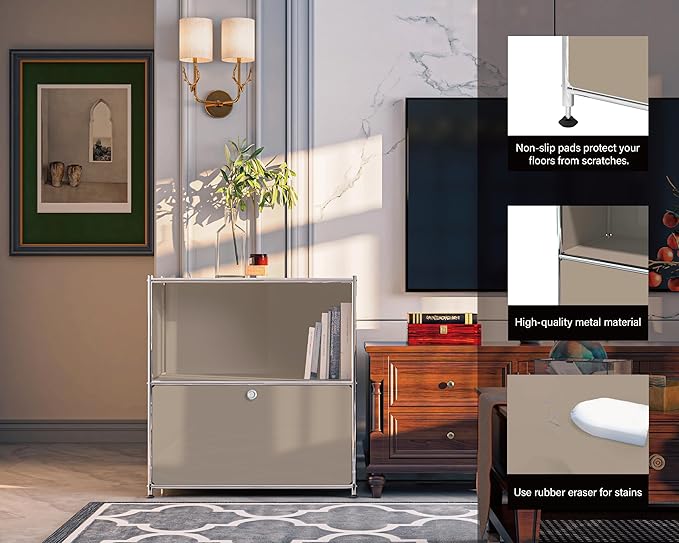 32.5-Inch Flip-Top Side Table & Buffet Cabinet - Image 4