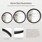 Round Mirrors 24 Inch, Rustic Decorative Transitional Dark Walnut Wall Mirror - Image 6