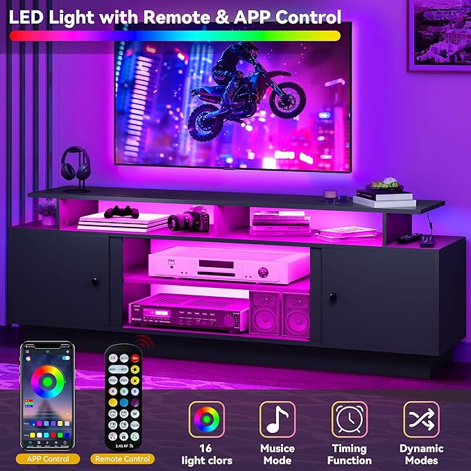 DWVO Modern TV Stand for 75 Inch TVs, Entertainment Center - Image 3