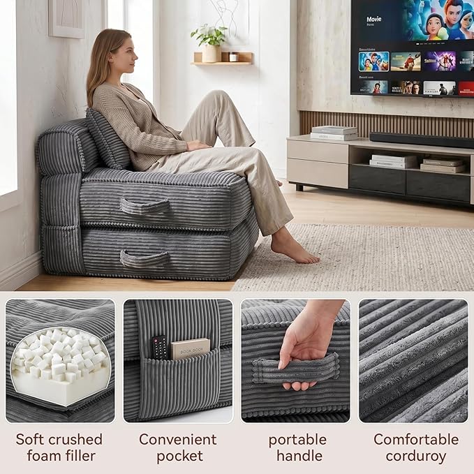 Folding Sofa Bed, Convertible Sleeper Chair - Image 4