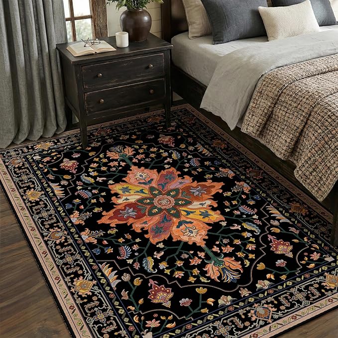 RELEANY Area Rugs 5'x7' Washable Non-Slip, Floral Vintage Distress Print - Image 4