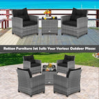Tangkula 3 Pieces Patio Furniture Set, Outdoor PE Rattan Conversation Chair Set - Image 9