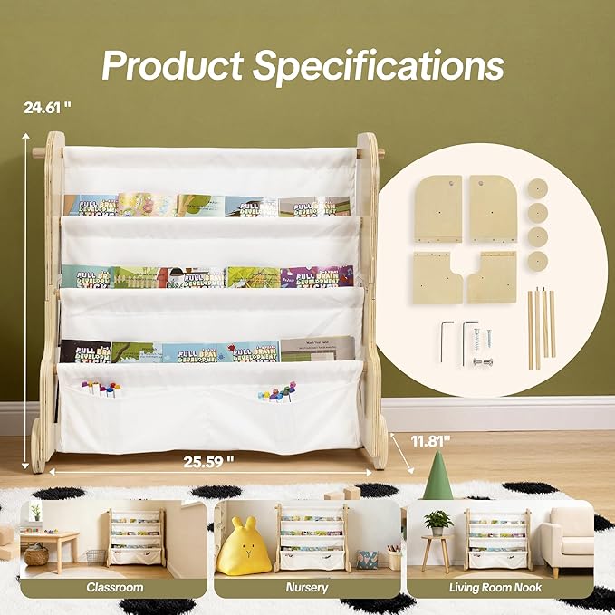 WONFUlity 4-Tier Kids Bookshelf, Book Shelf - Image 2