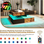 HedoAjim LED Coffee Table for Living Room, Living Room Table 2-Tier Square - Image 4