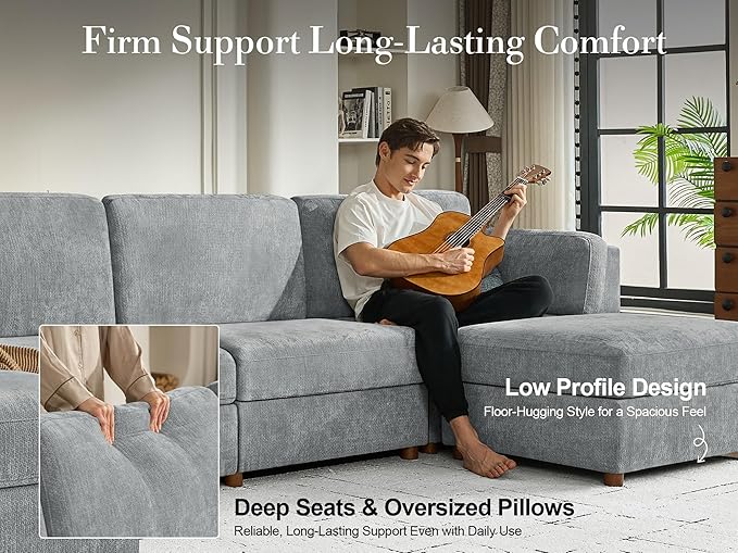 Oversized Modular Sectional Sleeper Couch, Solid Wood Frame, Removable Washable - Image 8
