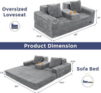MAXYOYO Loveseat Sofa Bed, Striped Faux Fur Foldable Floor Sofa Couch in A Box - Image 3