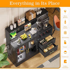 Home Bar Cabinet with Adjustable RGB LED Light, Wine & Coffee Storage with Rack - Image 5
