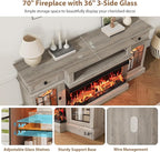 QUW 70" Farmhouse Fireplace TV Stand - Image 7