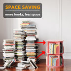 SpaceAid 2 Tier Rotating Bookshelf Tower, Spinning Bookcase Lazy Susan - Image 3