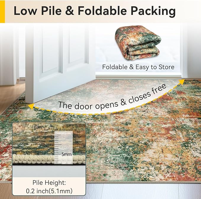 RELEANY Washable Area Rugs 5'x8' Non-Slip Modern Abstract Soft - Image 6