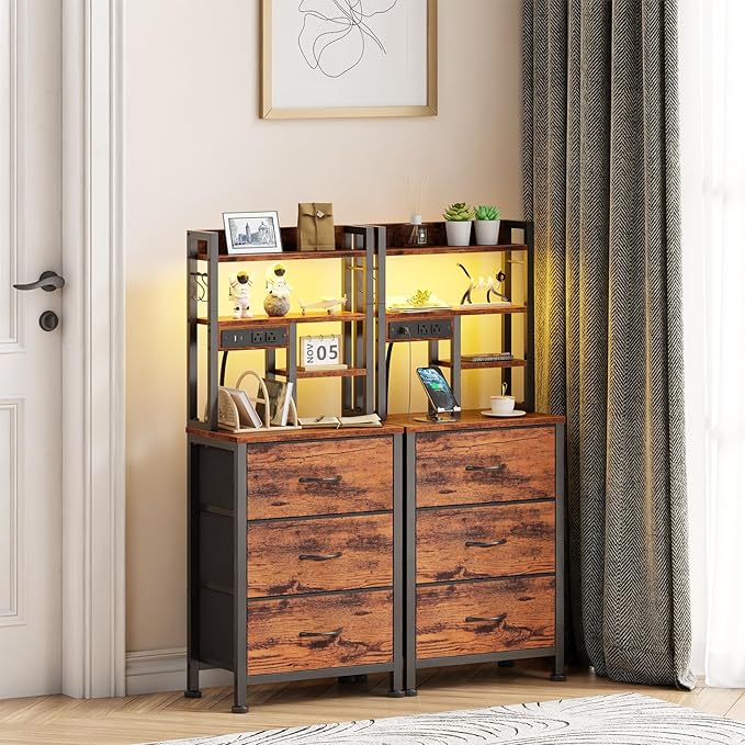 Furnulem Night Stand Set 2, LED Nightstand - Image 5