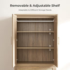 SICOTAS Rattan Armoire Wardrobe Closet Cabinet, and Hanging Rod, Boho - Image 5