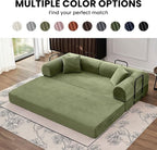 79'' Corduroy Sleeper Couch Bed, No Assembly Modular Floor Sofa - Image 8
