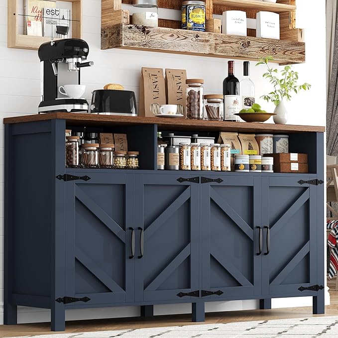 knoworld Buffet Sideboard with Storage Farmhouse with 4 Doors, Dining Room by KNOWORLD
