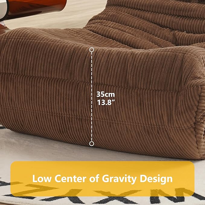 N&V Fireside Chair, Mid Century Armless Floor Sofa, Soft Premium Corduroy Floor - Image 2