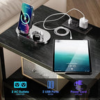 Furologee Nightstands with Charging Station, End Table with LED Lights - Image 9
