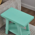Roundhill Furniture Athens Contemporary Wood Shelf Side Table in Teal - Image 4