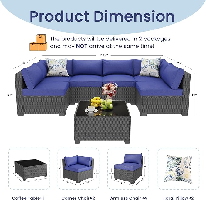 olimix 8 Piece Outdoor Patio Furniture Set, Outdoor Sectional Furniture - Image 7