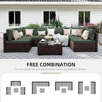UPHA 7 Pieces Patio Furniture Sets, Wicker Outdoor Sectional Sofa Couch - Image 4