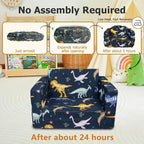 Kids Couch, 2-in-1 Kids Fold Out Couch, Convertible Kid Sofa to Lounger - Image 3