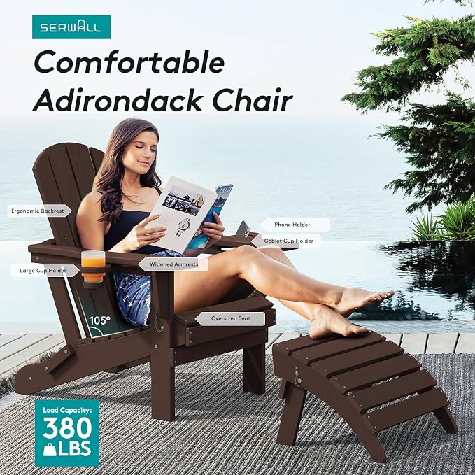 SERWALL Adirondack Chair with Cup Holders - Image 6