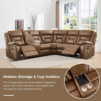EBELLO Faux Leather Reclining Sectional Sofa Set - Image 4