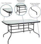 Flash Furniture Lila 7-Piece Glass Patio Table and Chairs Set, Outdoor Patio - Image 3