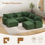 Vesgantti 101" V-Shaped Corner Couch Sectional, 7 Seat Customizable Modular - Image 2