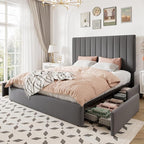 Allewie Full Size Storage Bed Frame, Vertical Channel Tufted Adjustable - Image 9